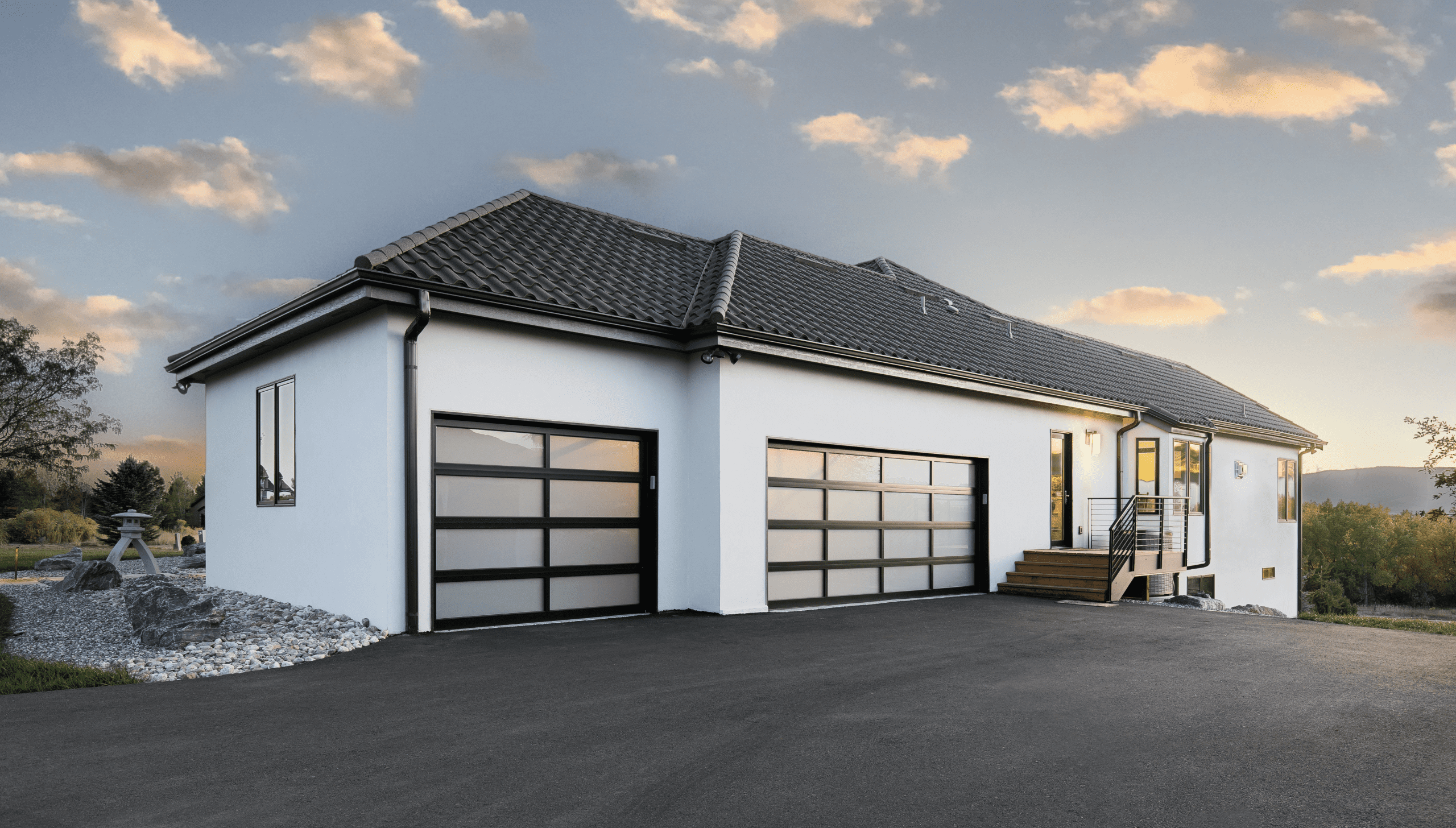 Clopay Avante AX in Anodized Black with Frosted Windows